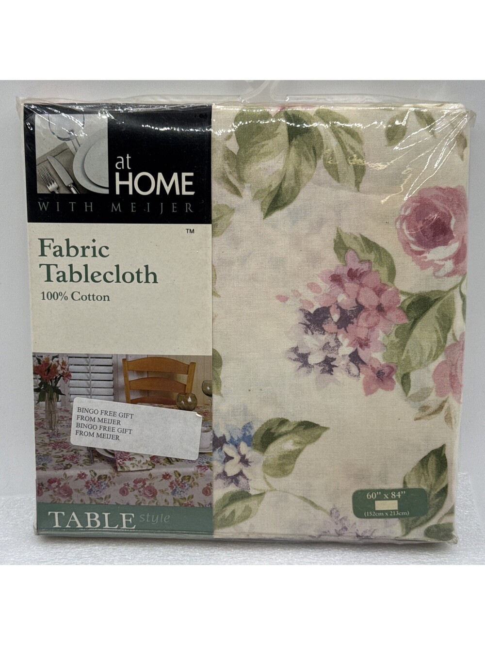 Vintage Holiday At Home Fabric Floral tablecloth Cottage Core 60x84” Rectangular